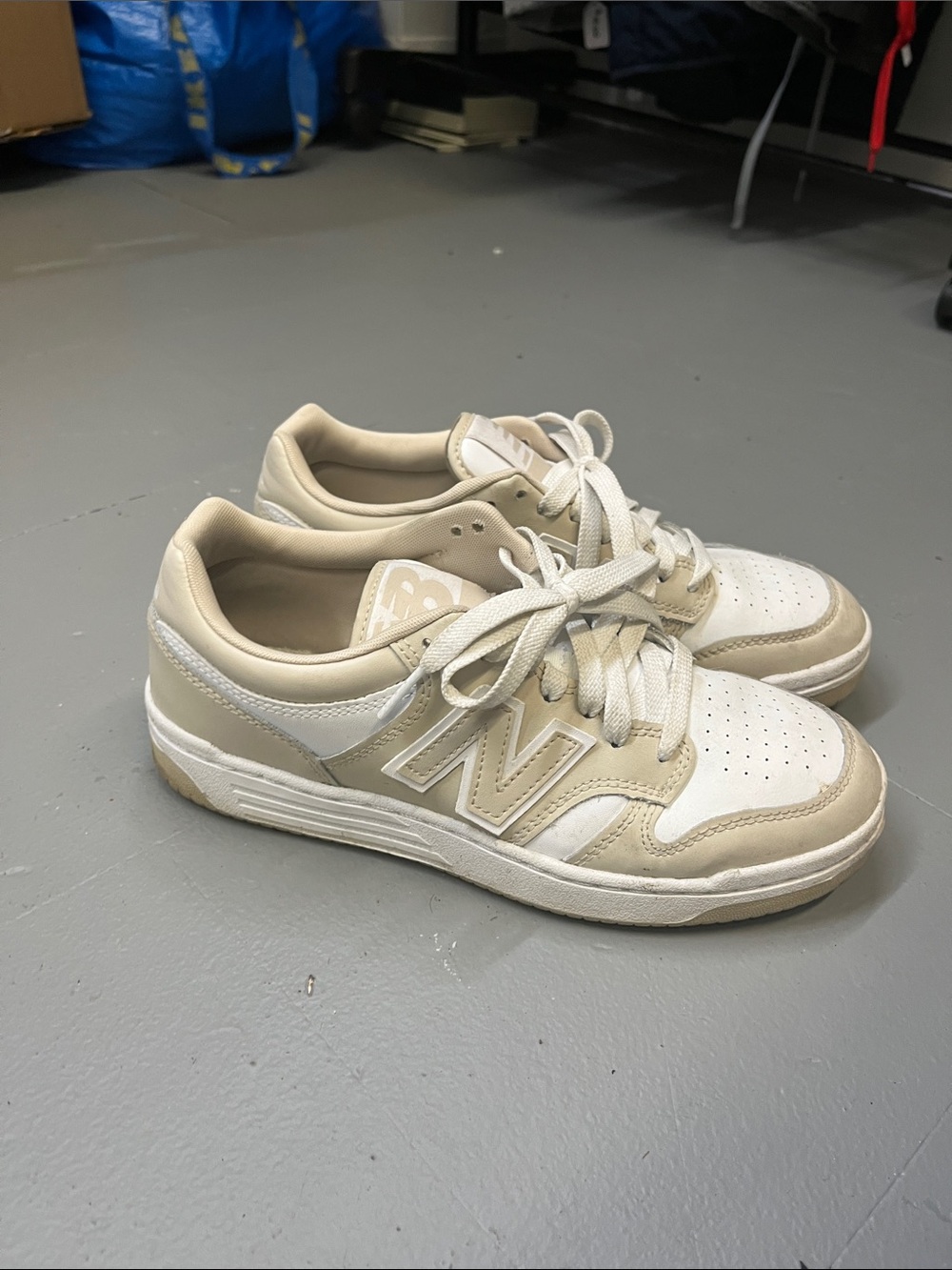 New Balance Men's Cream and White Low-Top Sneakers